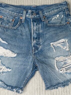 Levi's Women's Distressed Light Blue Jean Shorts